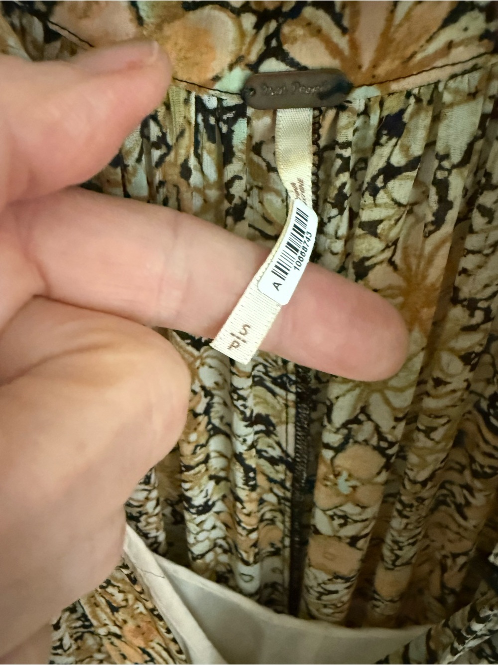 Free People Floral Tie-Neck Maxi Dress in Mustard and Cream - Picture 2 of 2